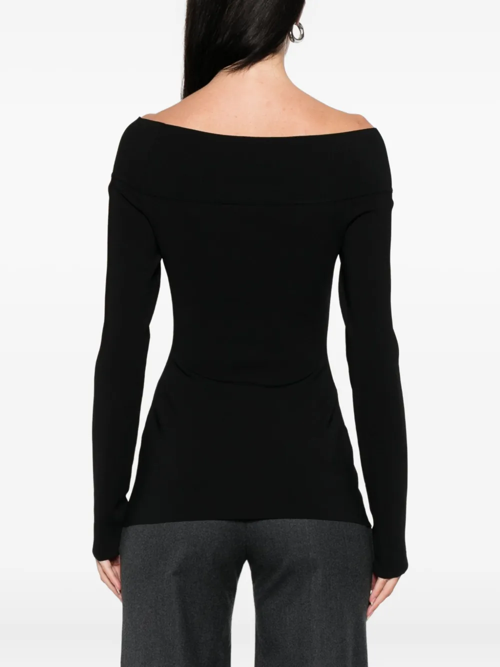 Stella McCartney Top met boothals en lange mouwen Zwart