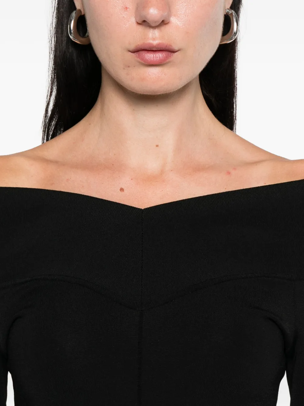 Stella McCartney Top met boothals en lange mouwen Zwart