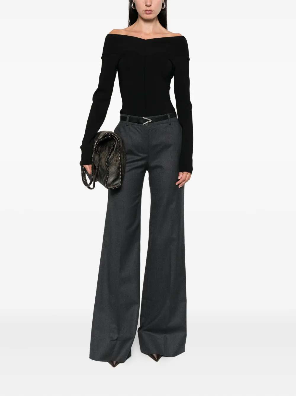 Stella McCartney Top met boothals en lange mouwen Zwart