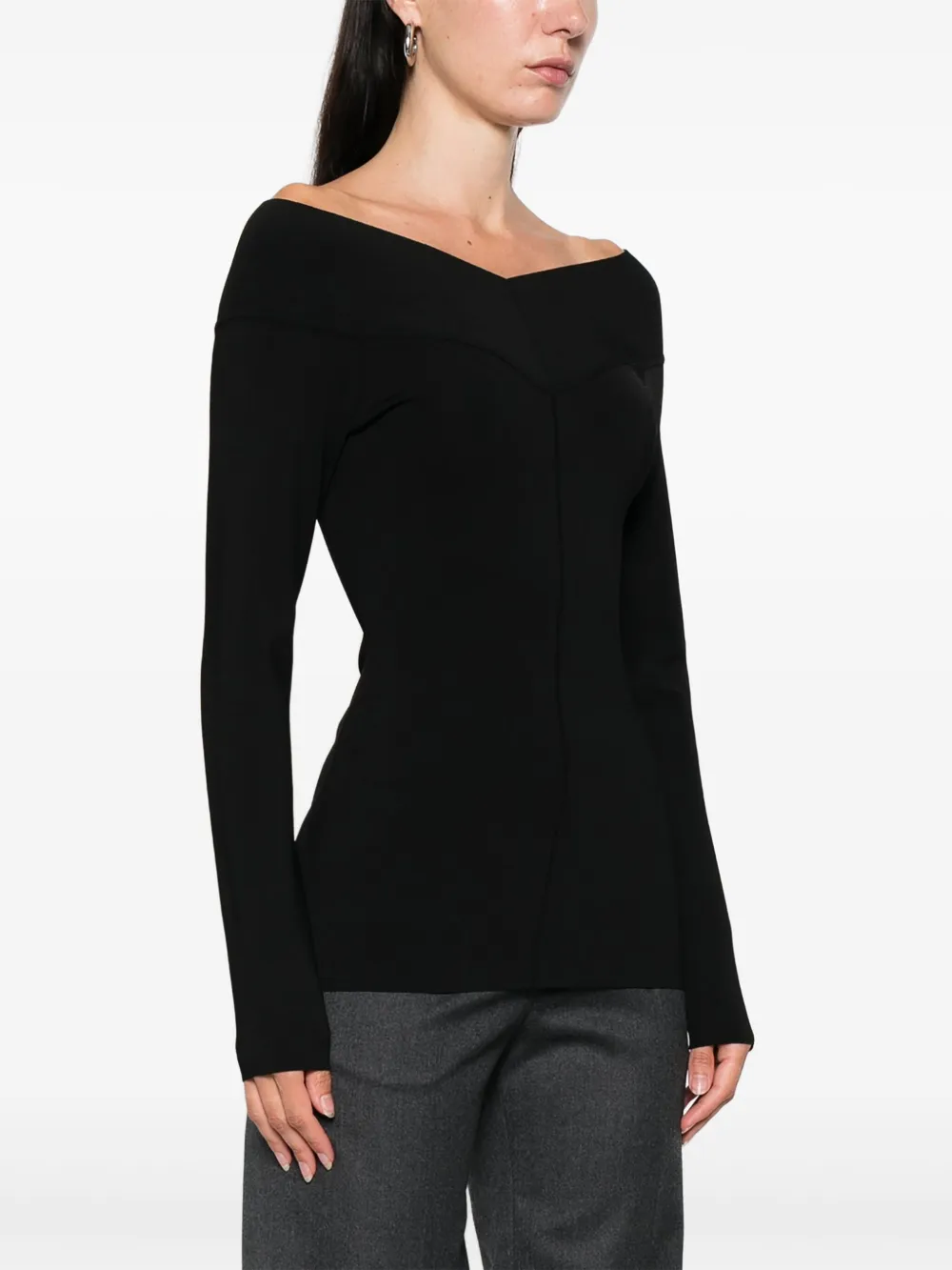 Stella McCartney Top met boothals en lange mouwen Zwart