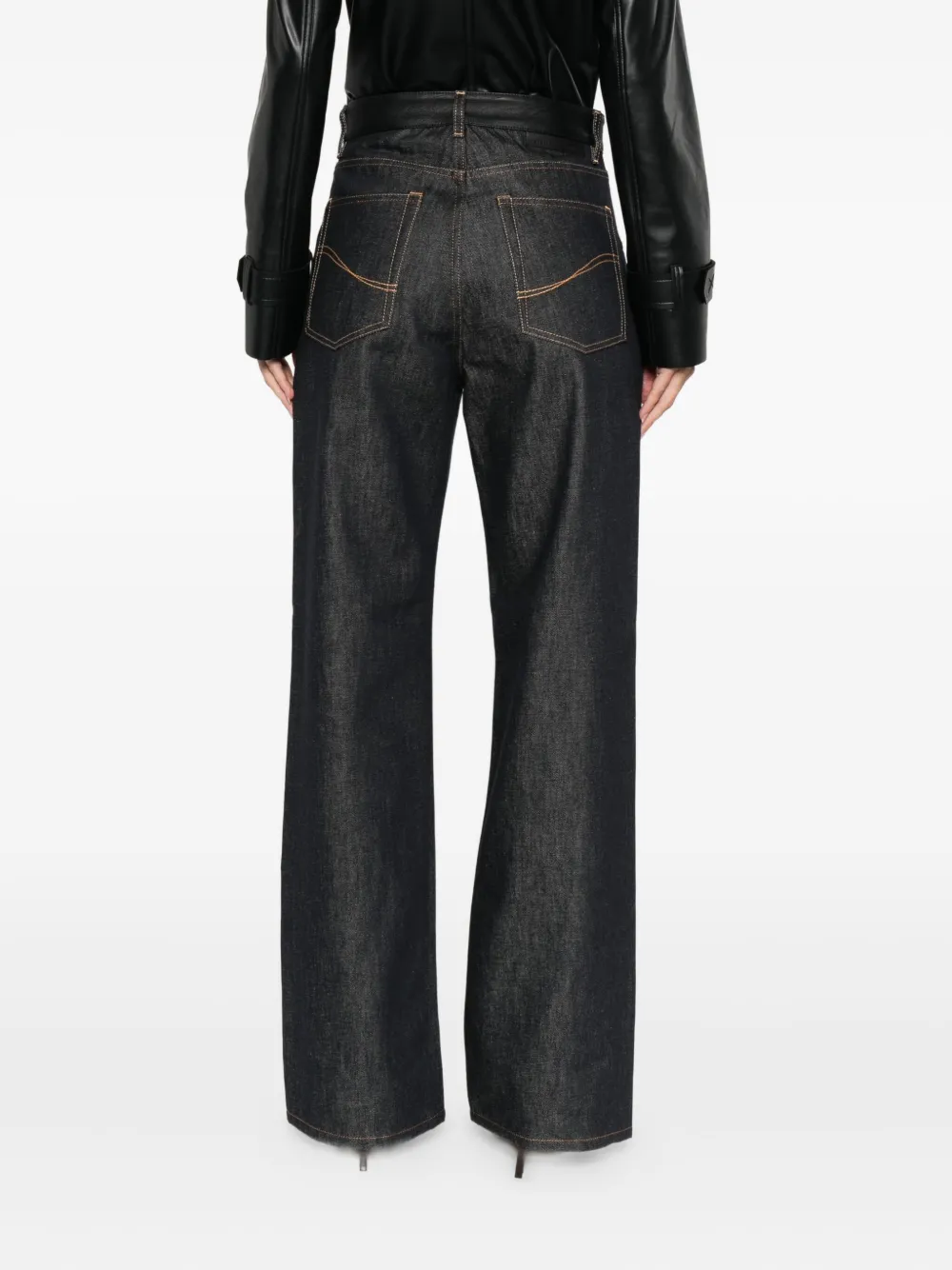 Stella McCartney Jeans met leren afwerking en sleuteldetail Blauw