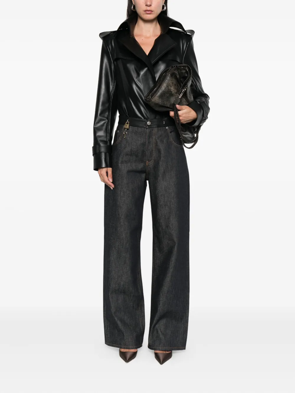 Stella McCartney Jeans met leren afwerking en sleuteldetail Blauw