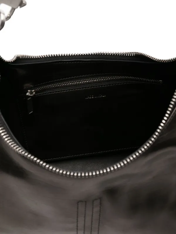 国内発 RICK OWENS ブラックレザー ジップ ショルダーバッグ Rick Owens(リックオウエンス) / ショルダーバッグ/レザー