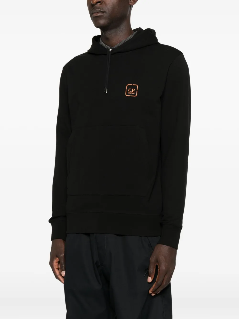 C.p. Company Logo-patch Hoodie In Black
