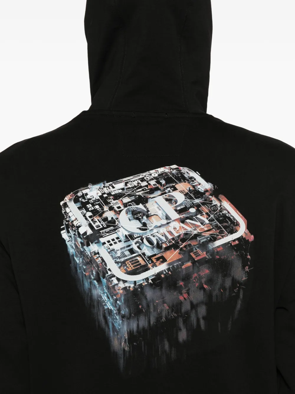 C.p. Company Logo-patch Hoodie In Black