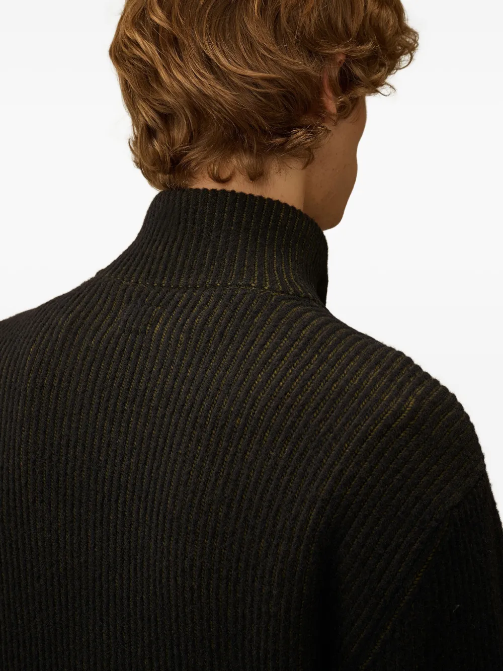 C.p. Company Re-wool Half Zip Lens Sweater In Black