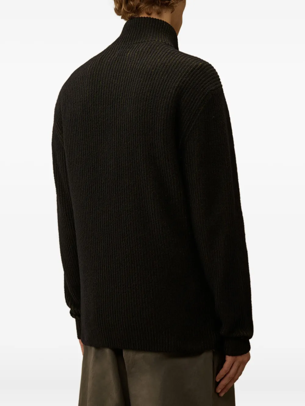 C.p. Company Re-wool Half Zip Lens Sweater In Black
