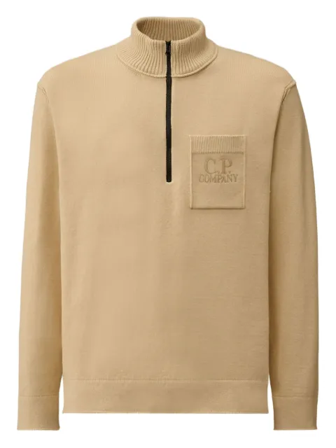 C.P. Company logo-embroidered zip-up sweater