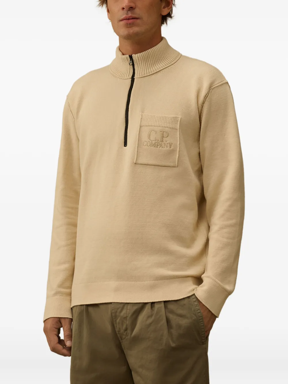 C.P. Company Trui met geborduurd logo Beige