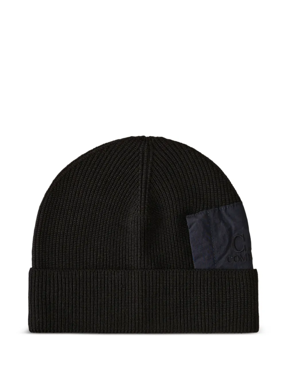 C.P. Company ribbed-wool logo-patch beanie hat | Black | Image 1