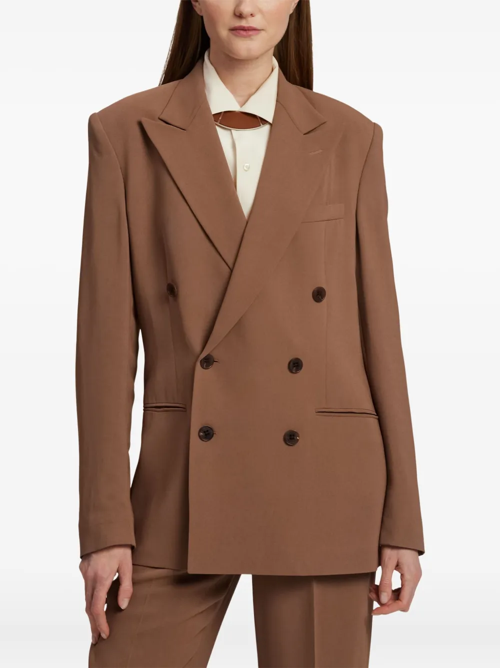 Ralph Lauren Collection Blazer met dubbele rij knopen Bruin