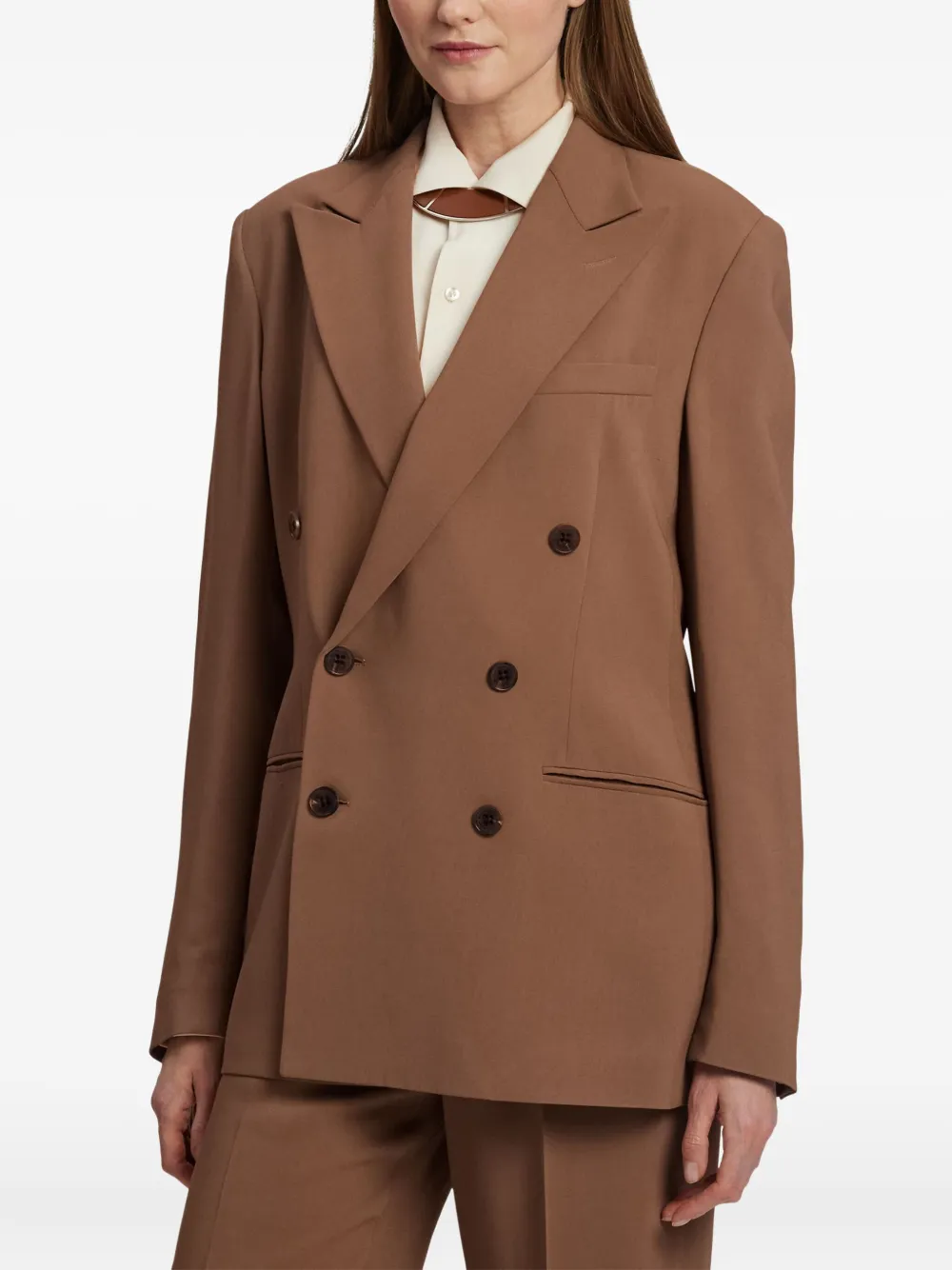 Ralph Lauren Collection Blazer met dubbele rij knopen Bruin