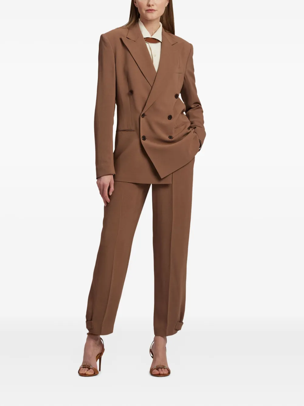 Ralph Lauren Collection Blazer met dubbele rij knopen Bruin