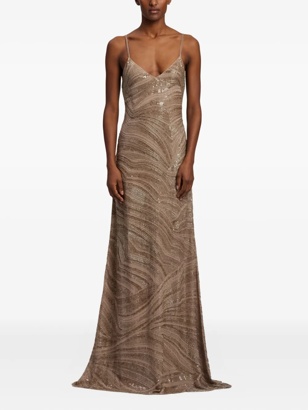 Ralph Lauren Collection Jurk verfraaid met pailletten - Beige