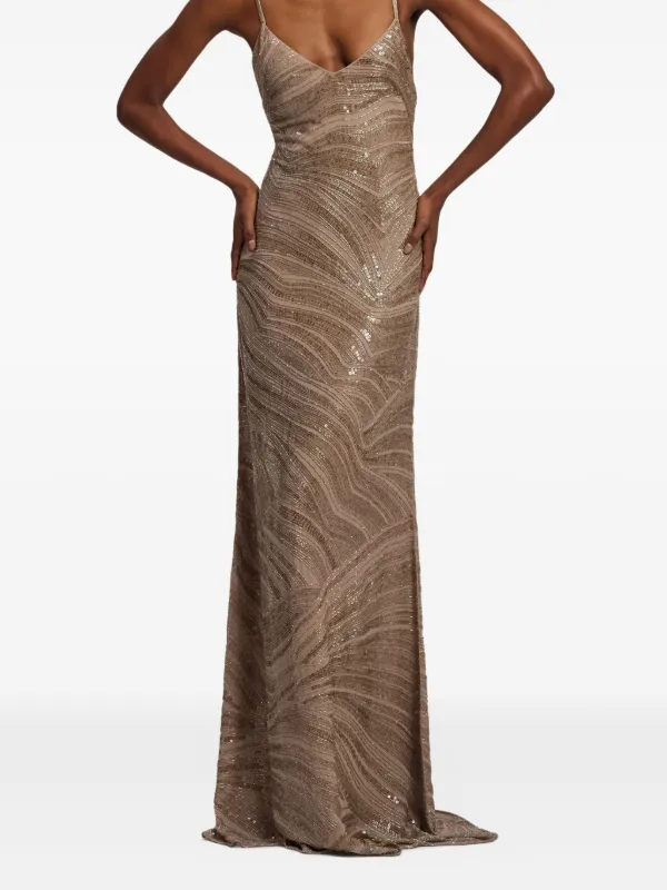 ralph lauren evening sequin dress Geo-Motif Sequined Gown