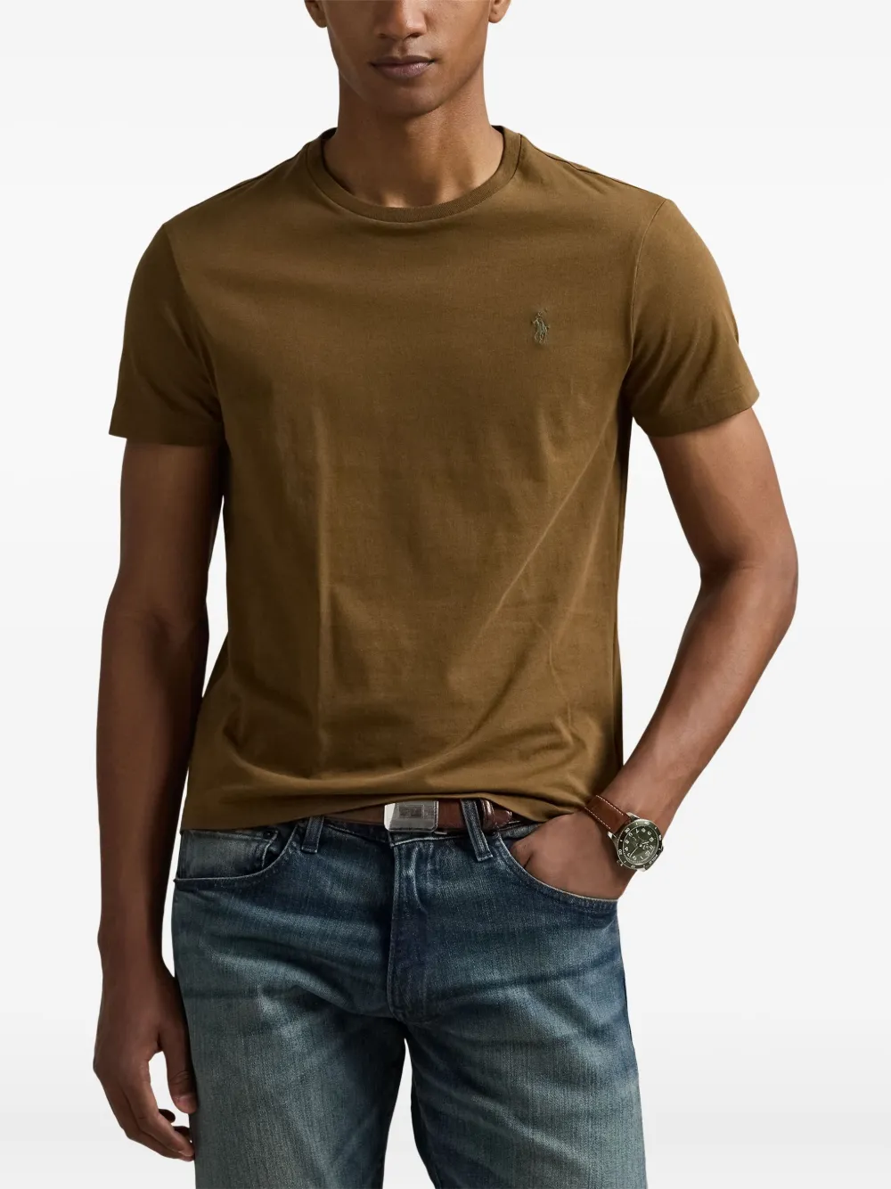 Polo Ralph Lauren T-shirt met geborduurd logo Bruin