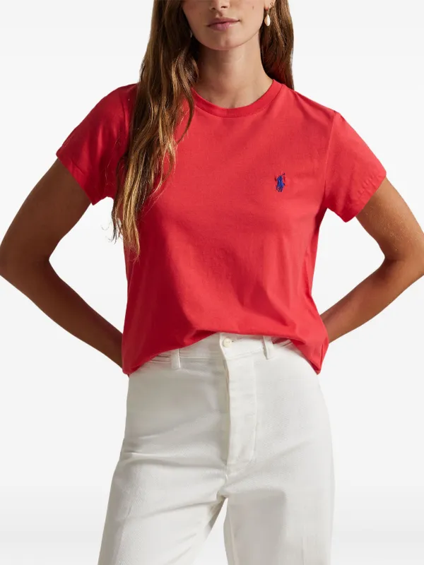 Polo Ralph Lauren Embroidered Cotton T-shirt Red FARFETCH IN