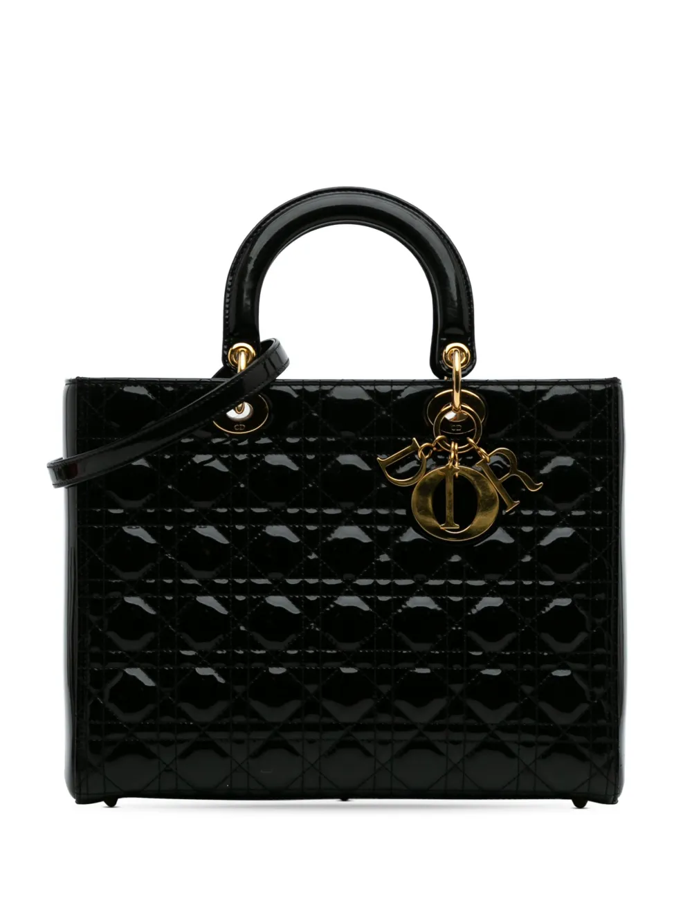 Christian Dior Pre-Owned 2012 Large Patent Cannage Lady Dior satchel | Black | Image 1