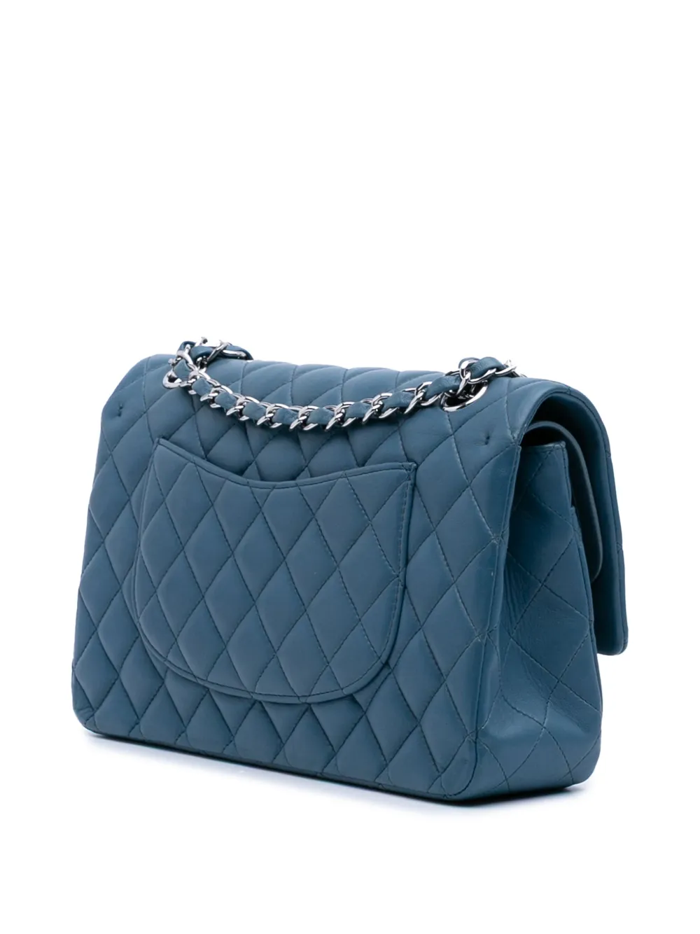Pre-owned Chanel 2012-2013 Medium Classic Lambskin Double Flap Shoulder Bag In Blue