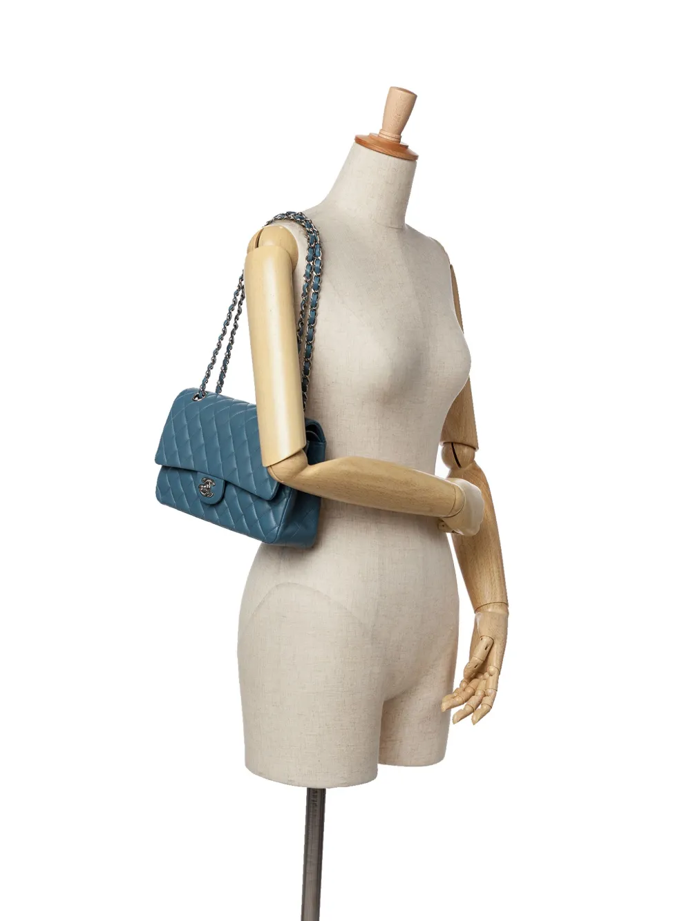 Pre-owned Chanel 2012-2013 Medium Classic Lambskin Double Flap Shoulder Bag In Blue