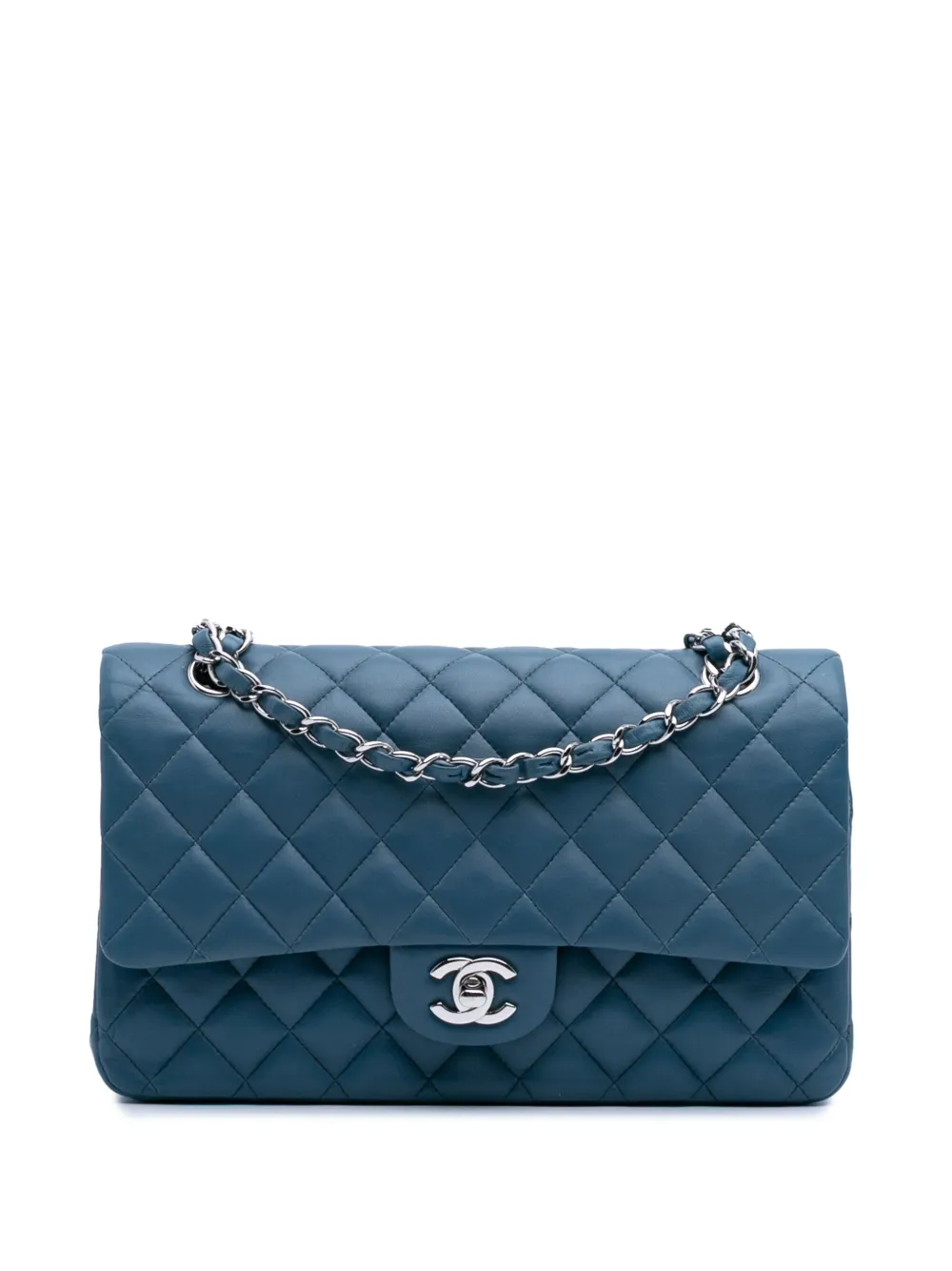 CHANEL Pre-Owned 2012-2013 ミディアム クラシック ラムスキン ダブルフラップ ショルダーバッグ - ブルー CHANEL Pre-Owned 2012-2013 ミディアム クラシック ラムスキン ダブルフラップ ショルダーバッグ - ブルー