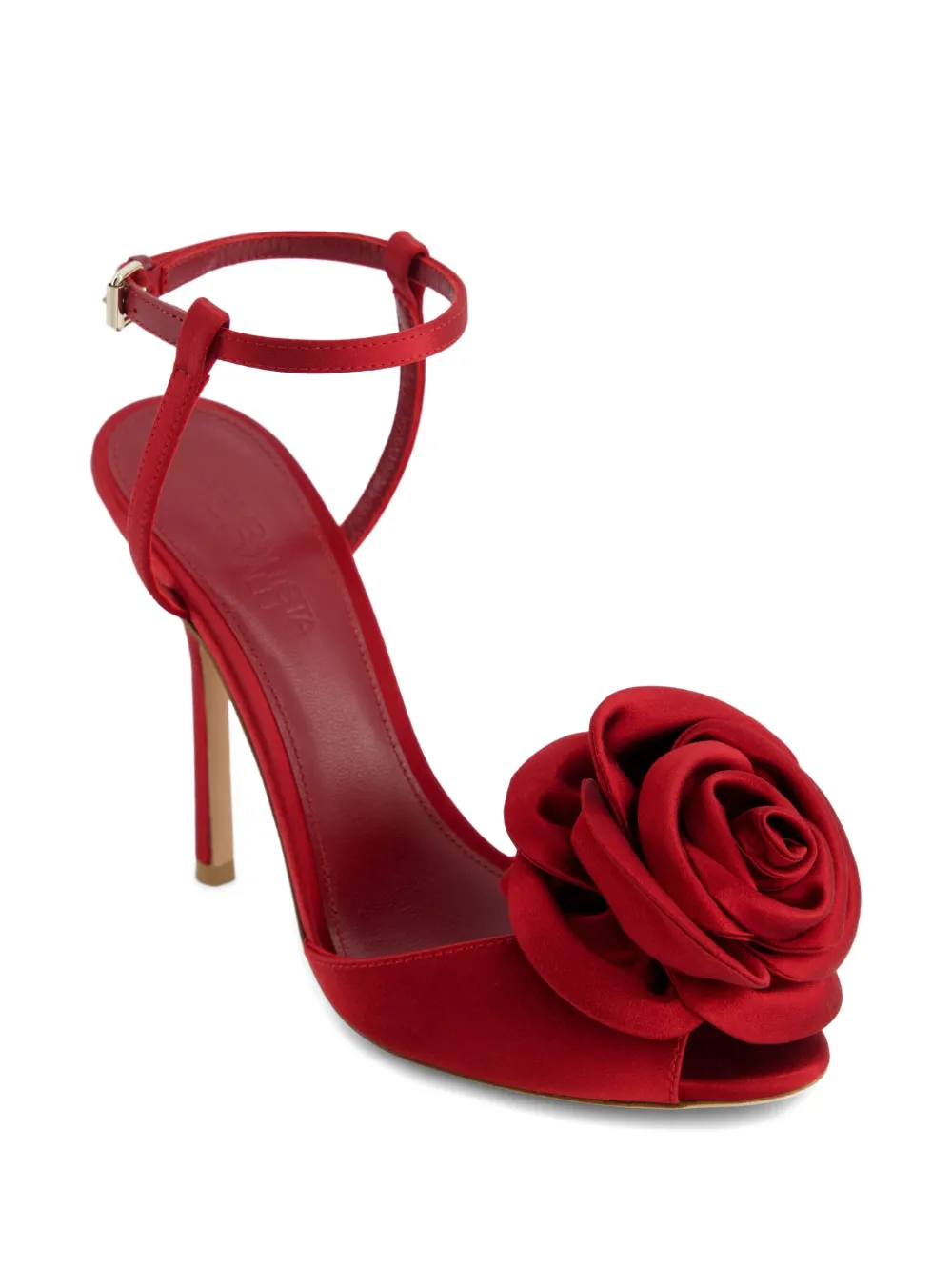 Giambattista Valli 110 mm satijnen sandalen verfraaid met roos Rood