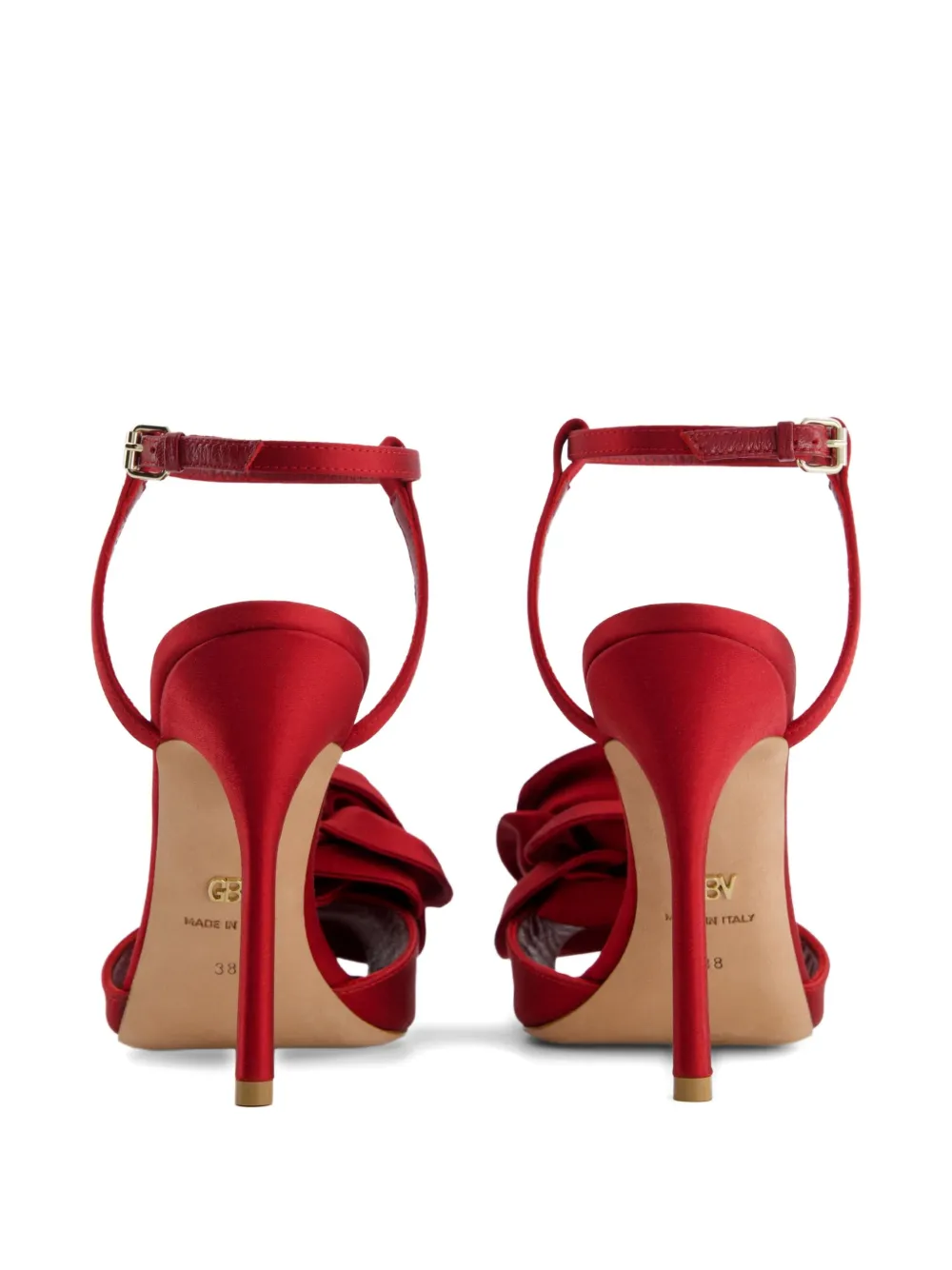 Giambattista Valli 110 mm satijnen sandalen verfraaid met roos Rood