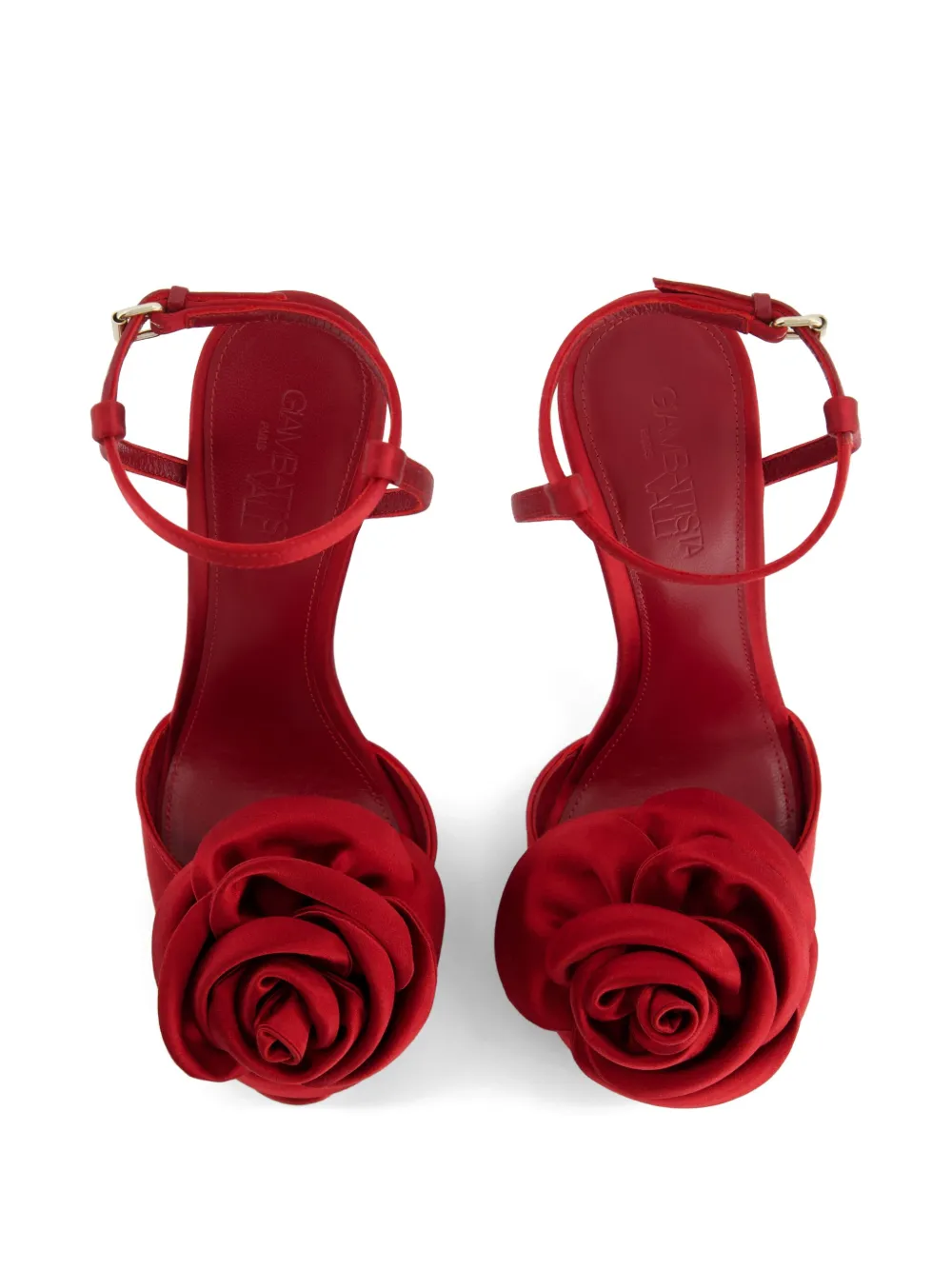 Giambattista Valli 110 mm satijnen sandalen verfraaid met roos Rood