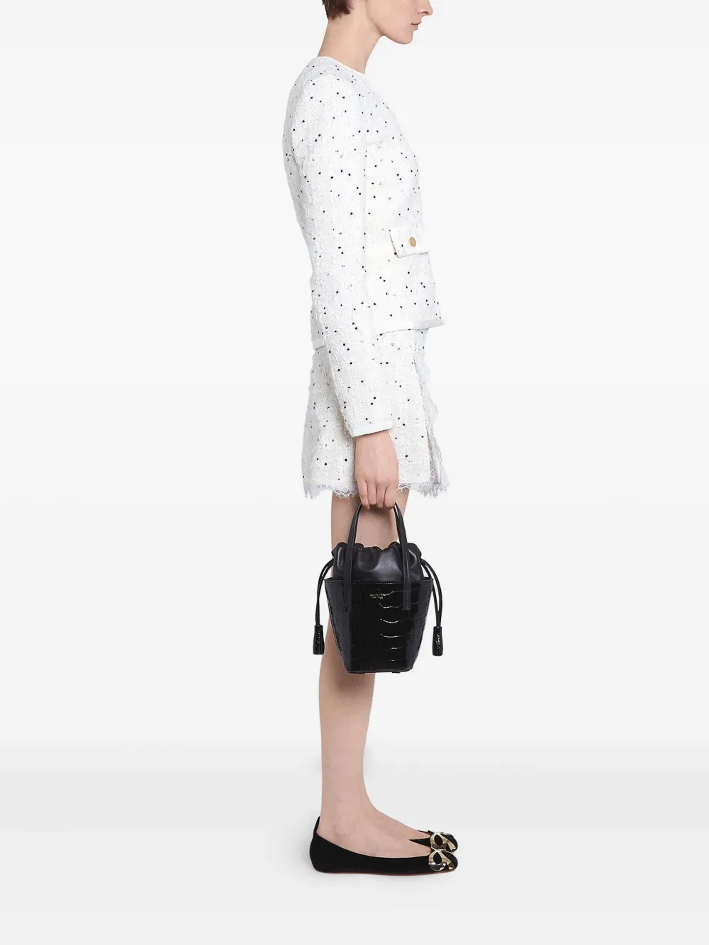 Giambattista Valli Bouclé jack met stippen Wit