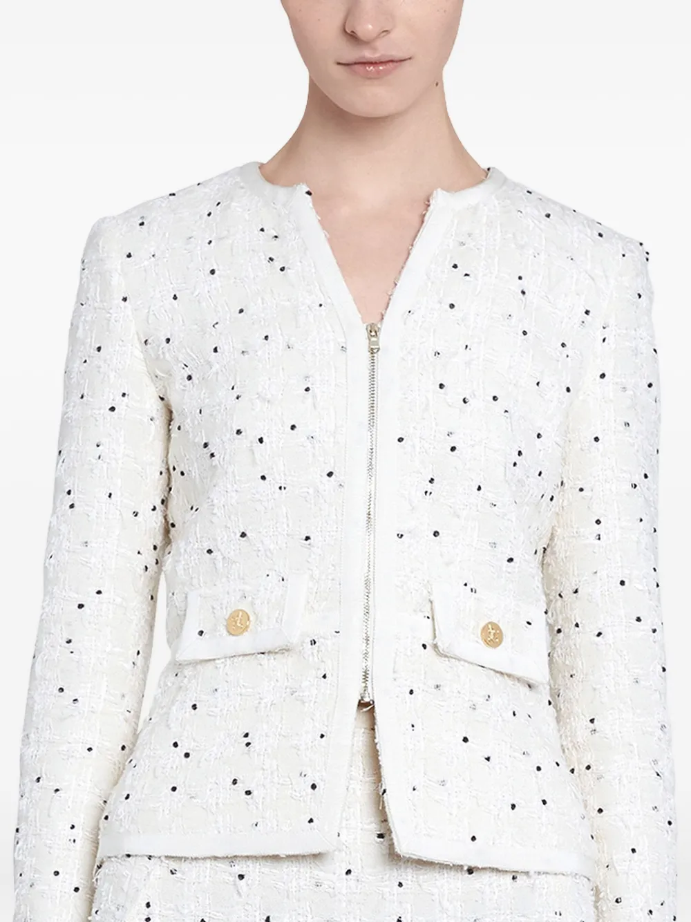 Giambattista Valli Bouclé jack met stippen Wit