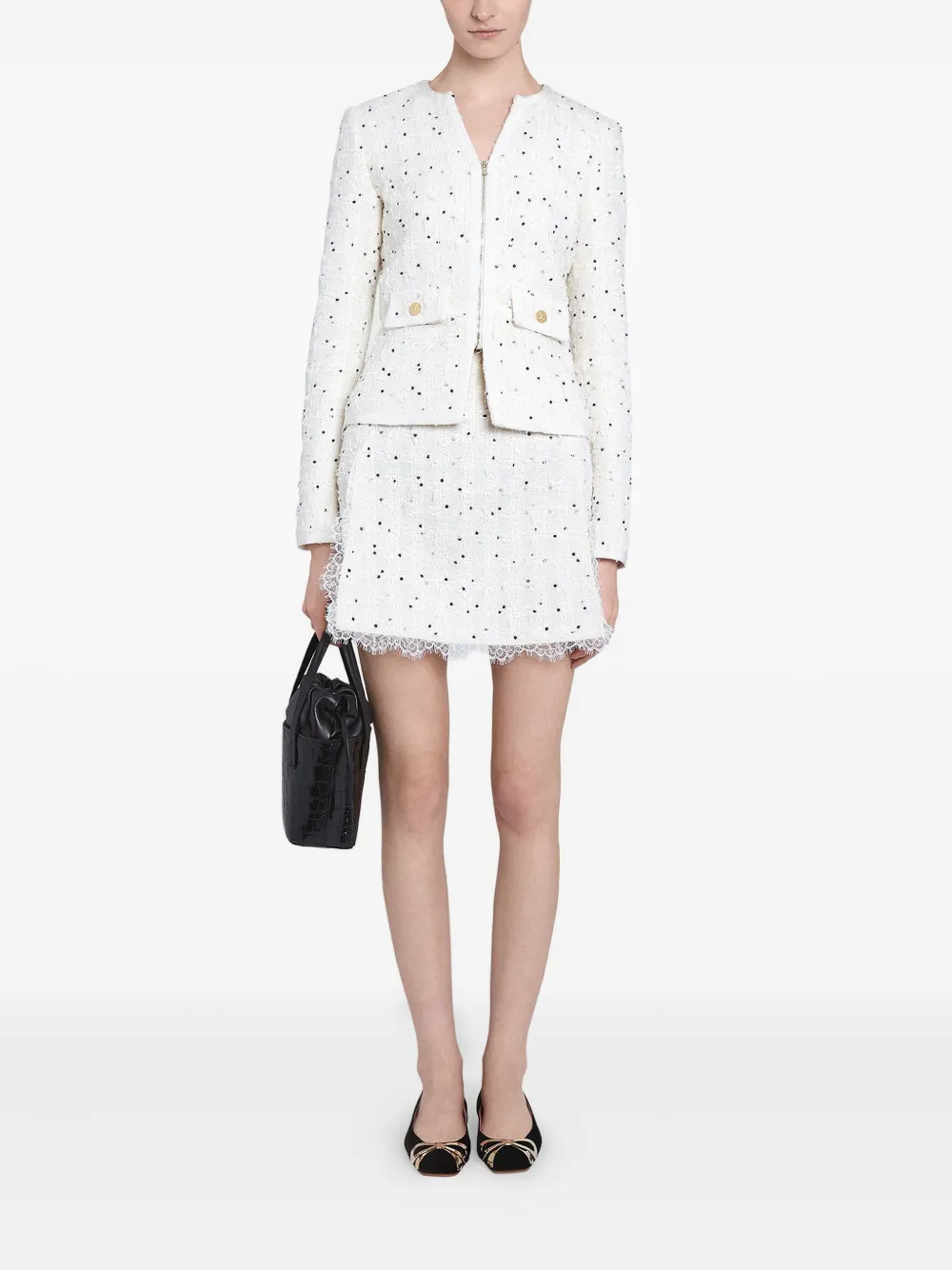 Giambattista Valli Bouclé jack met stippen Wit