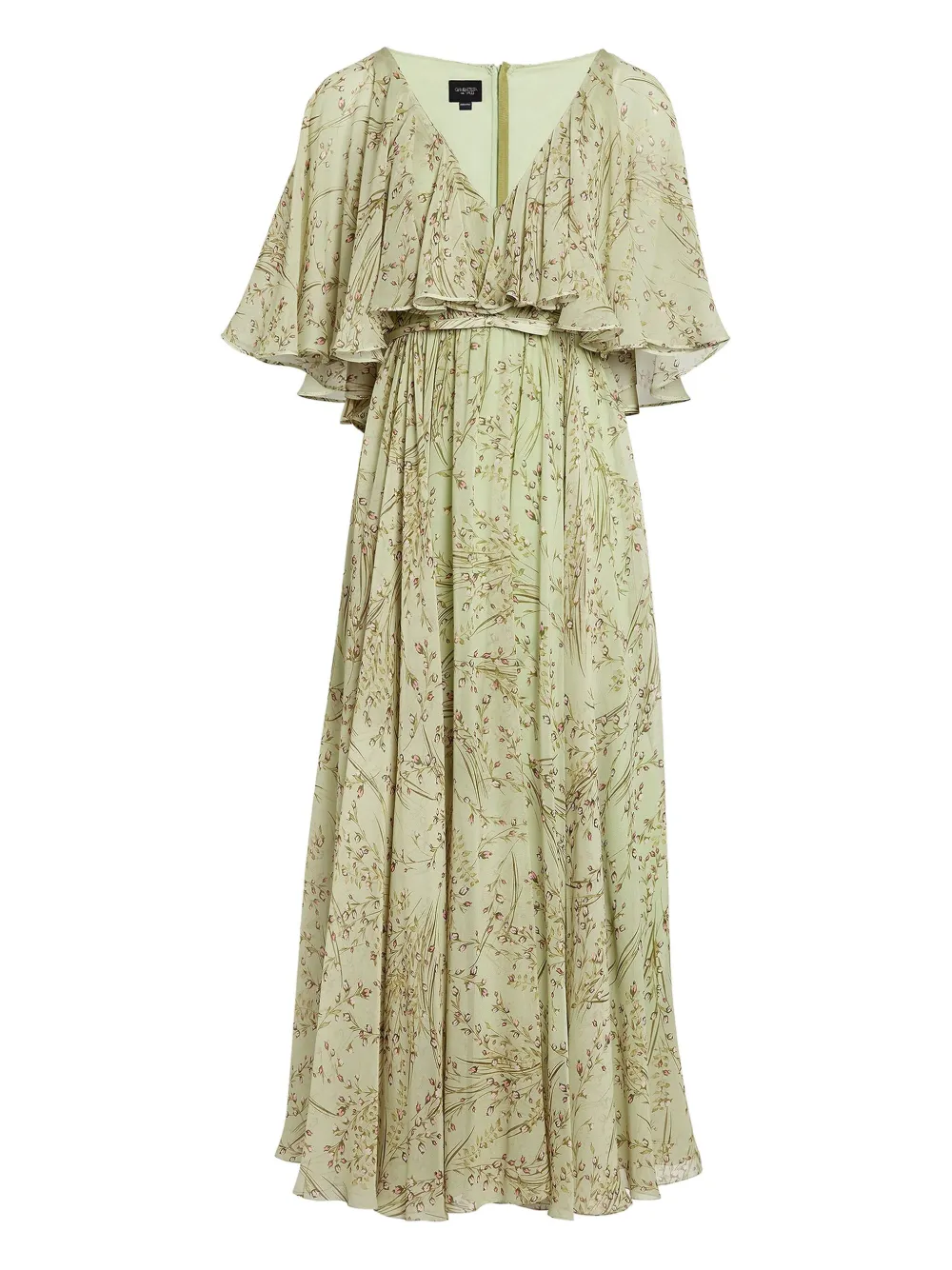 Giambattista Valli cape-detail floral-print dress Groen