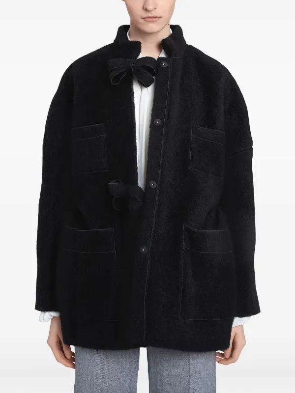 Giambattista Valli bow-detailed patch-pocket Coat | Black