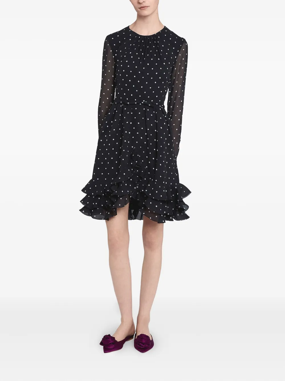 Giambattista Valli polka-dot ruffled dress Zwart
