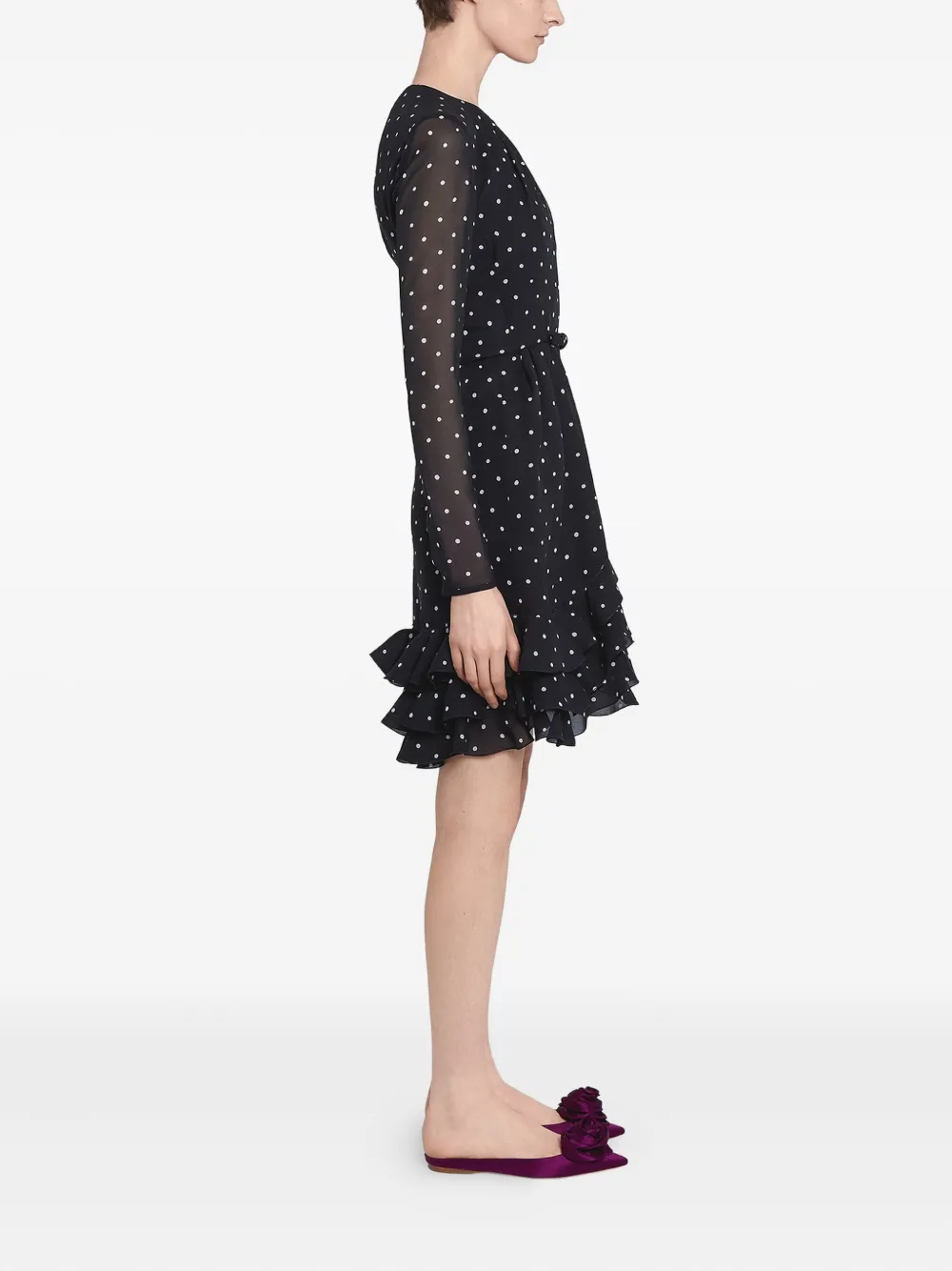 Giambattista Valli polka-dot ruffled dress Zwart