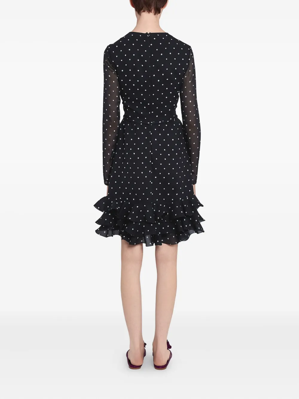Giambattista Valli polka-dot ruffled dress Zwart