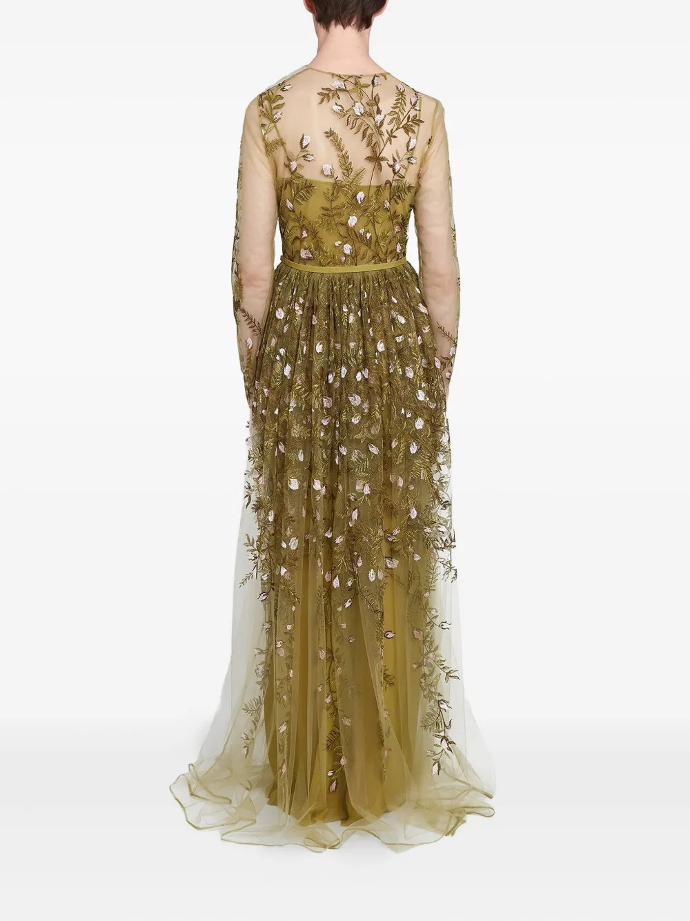 Giambattista Valli embroidered tulle long dress Groen