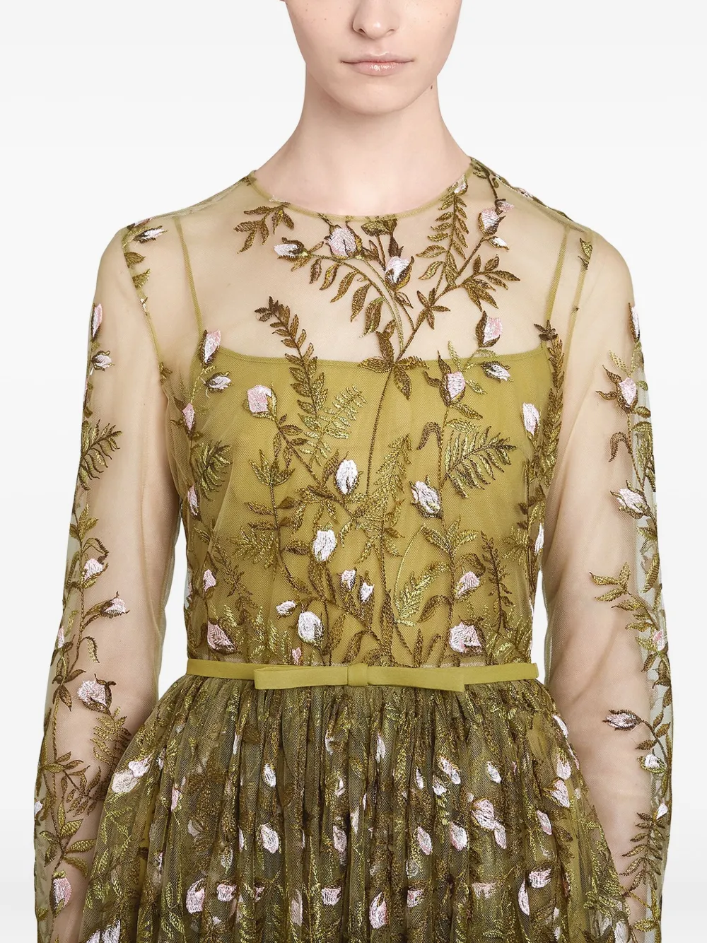 Embroidered Tulle Long Dress