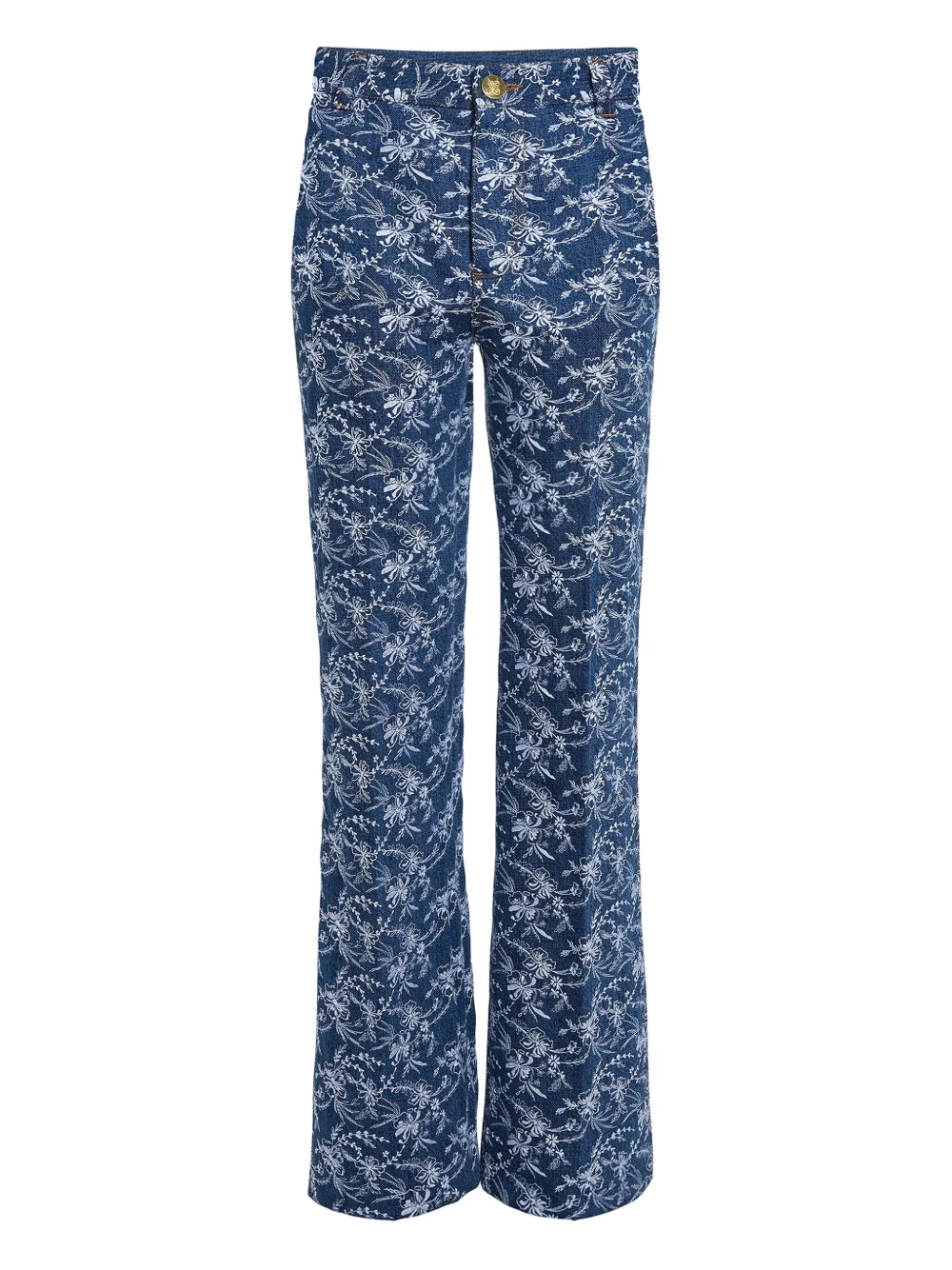 Giambattista Valli floral-embroidered denim trousers | Blue | Image 1