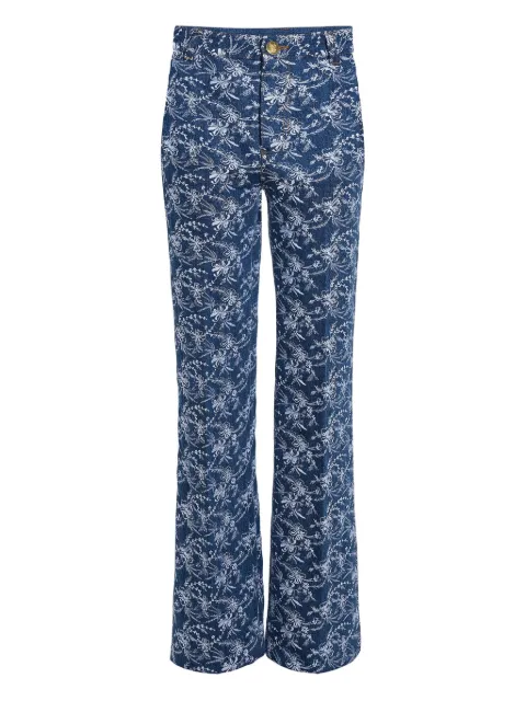 Giambattista Valli floral-embroidered denim trousers