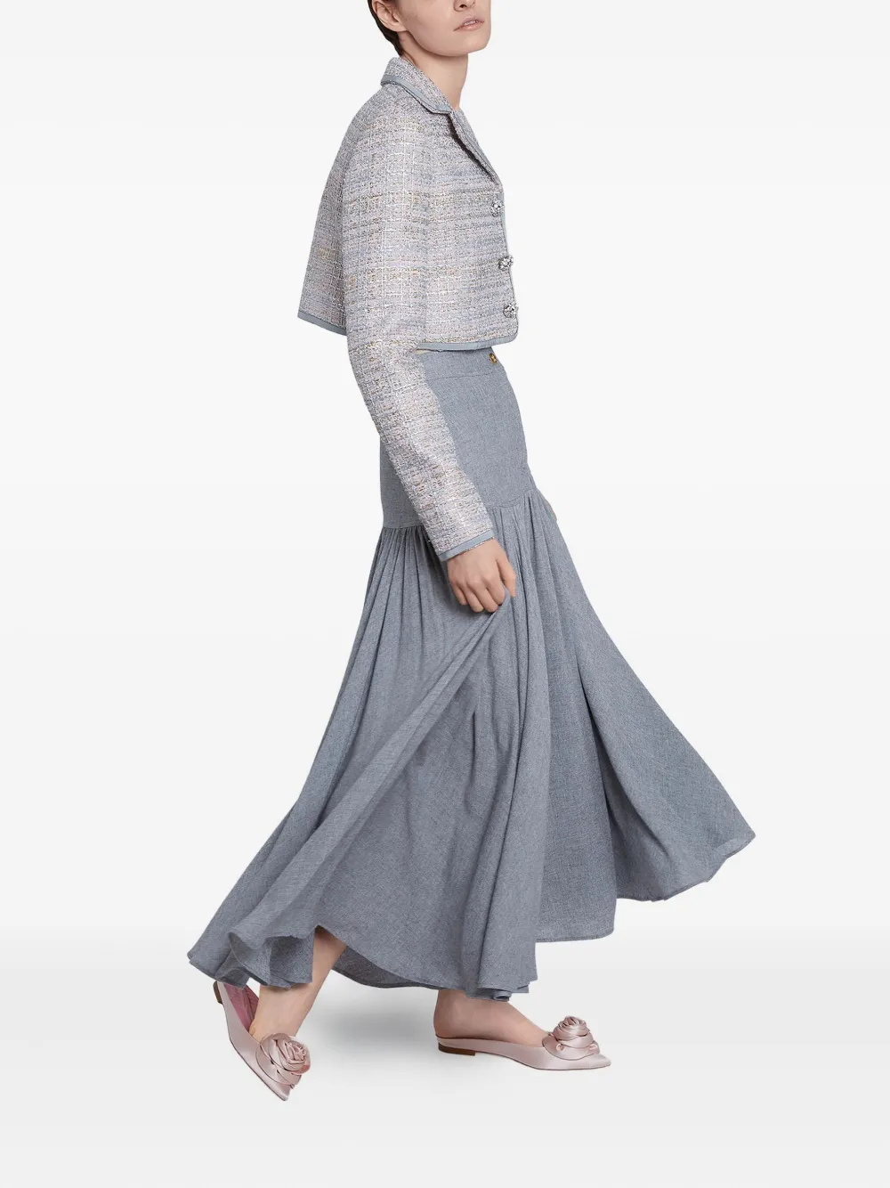 Giambattista Valli Maxi-plooirok Grijs