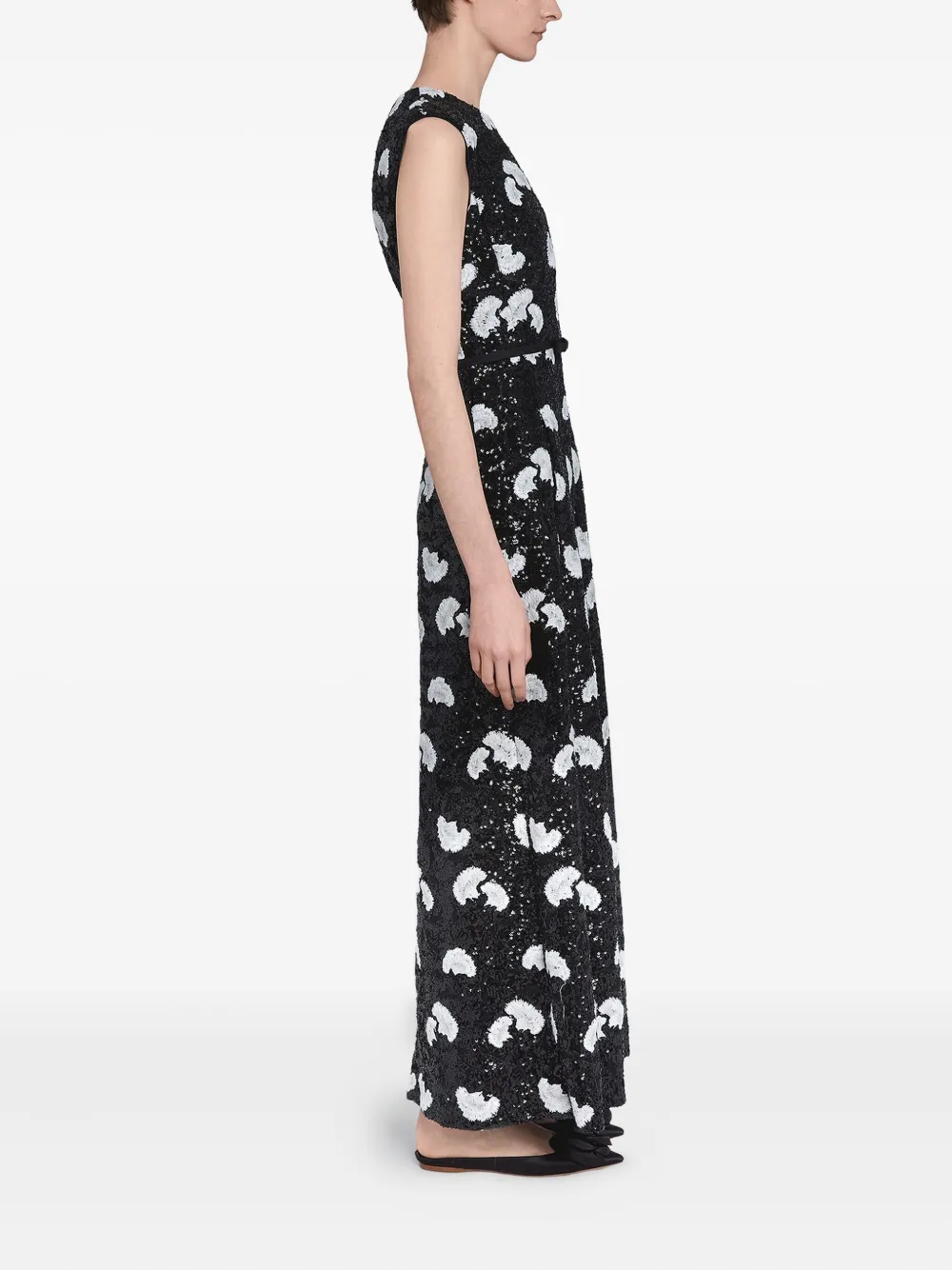 Giambattista Valli Maxi-jurk met pailletten en print - Zwart