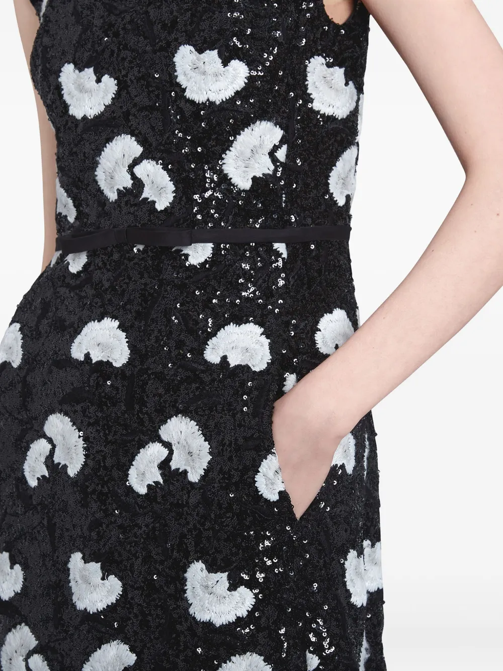 Giambattista Valli Maxi-jurk met pailletten en print Zwart