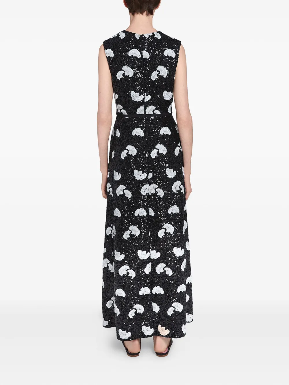Giambattista Valli Maxi-jurk met pailletten en print Zwart