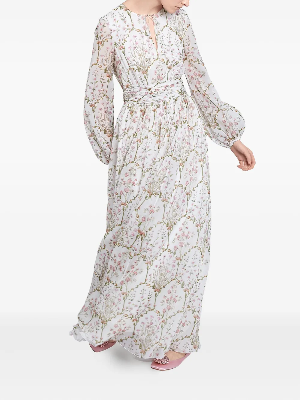 Giambattista Valli floral-print long-sleeve dress Wit