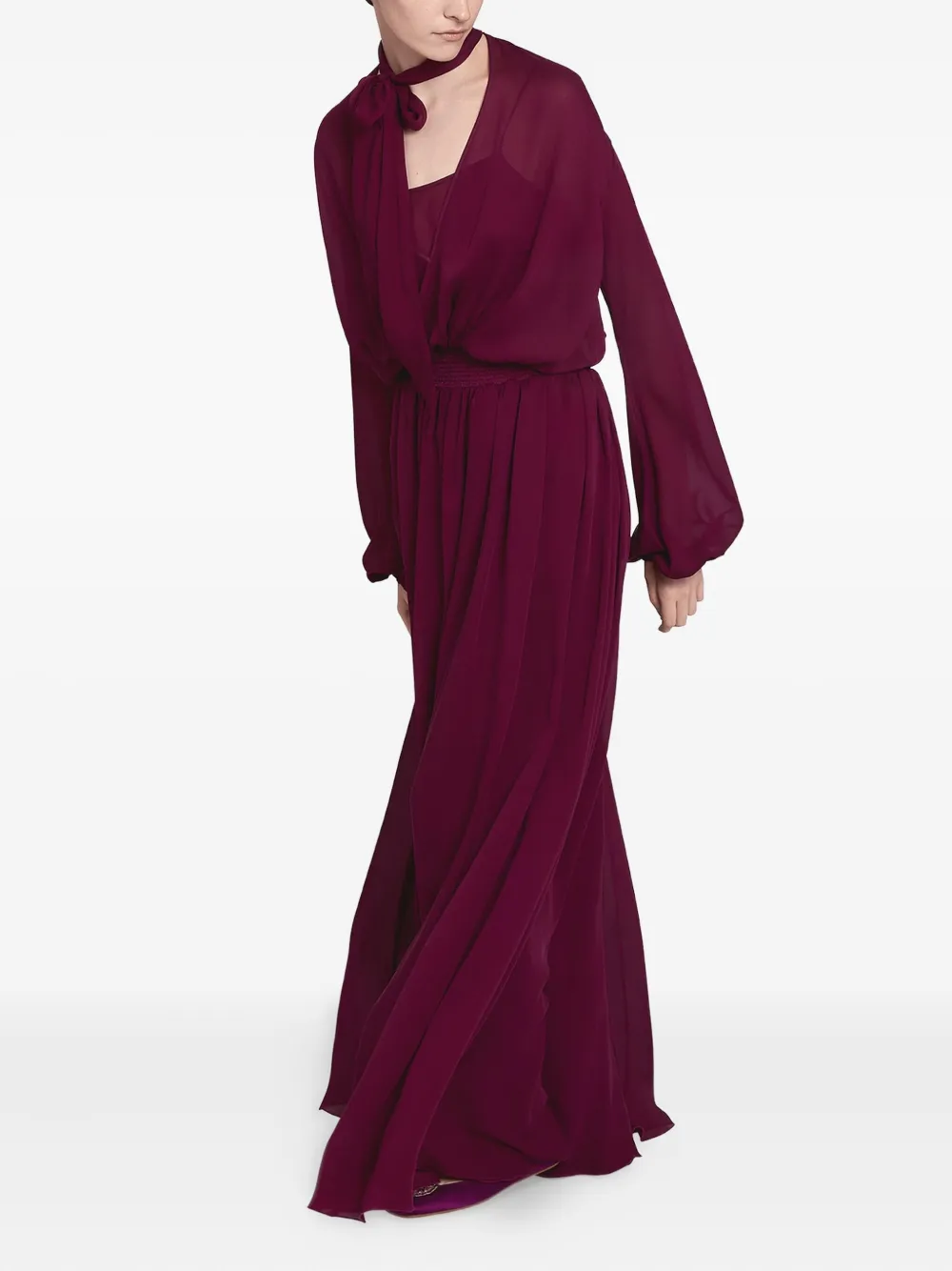 Giambattista Valli tie-neck silk maxi dress Paars