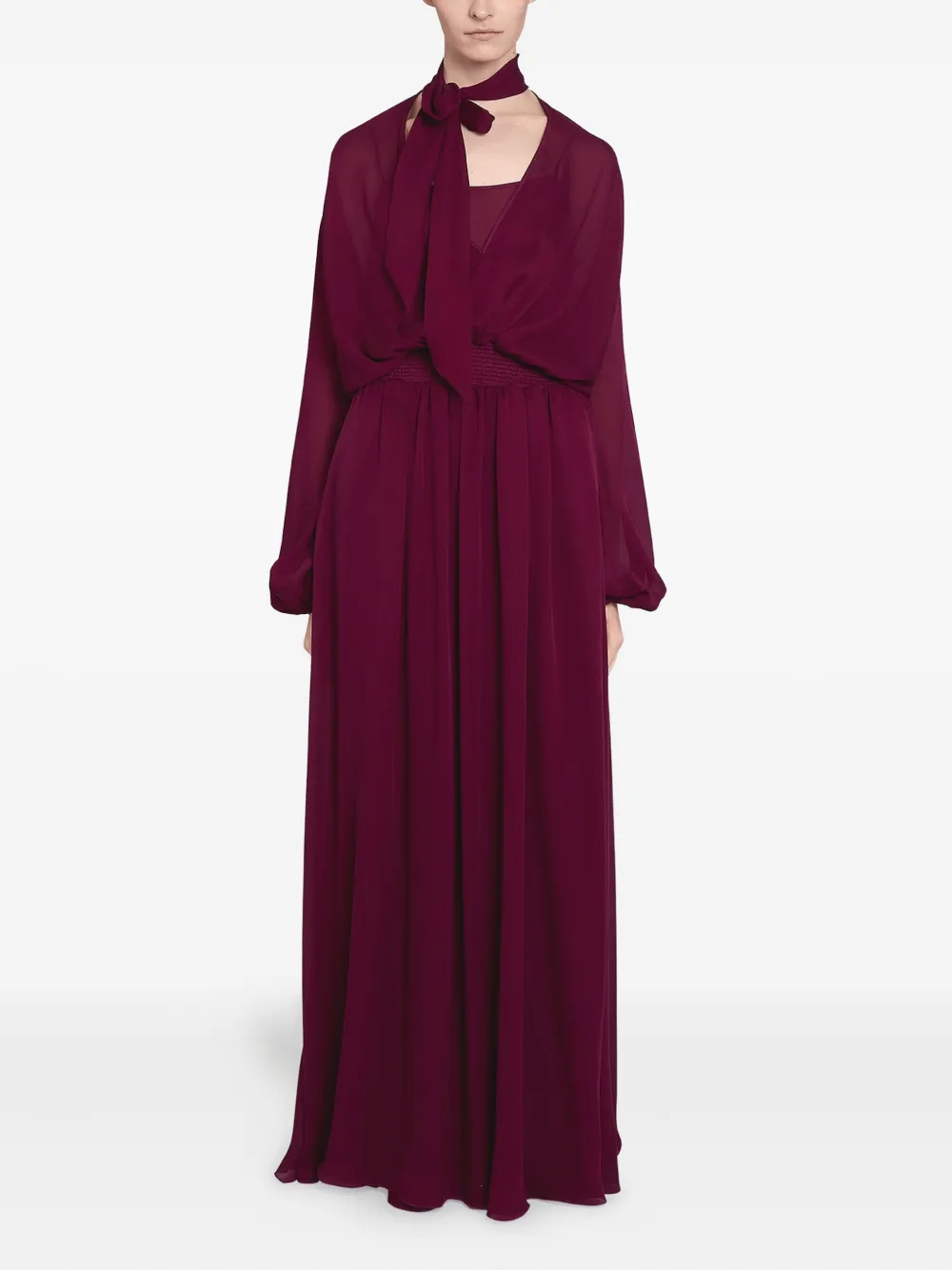 Giambattista Valli tie-neck Silk Maxi Dress | Purple | FARFETCH