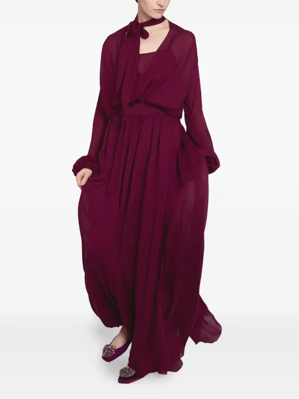 Giambattista Valli tie-neck Silk Maxi Dress | Purple | FARFETCH