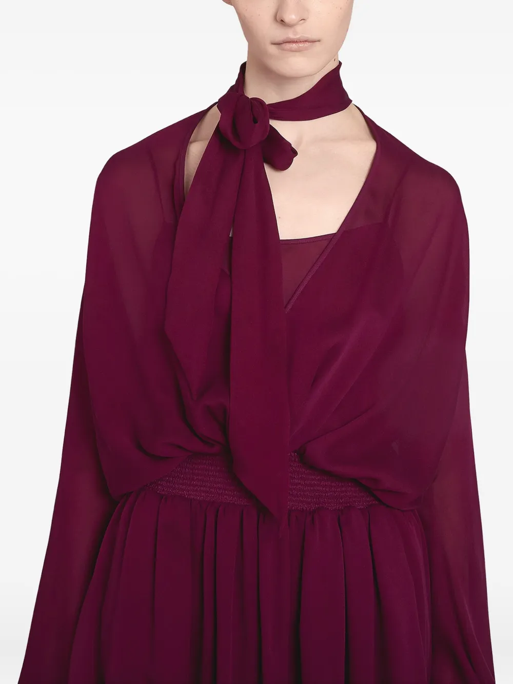 Tie-Neck Silk Maxi Dress