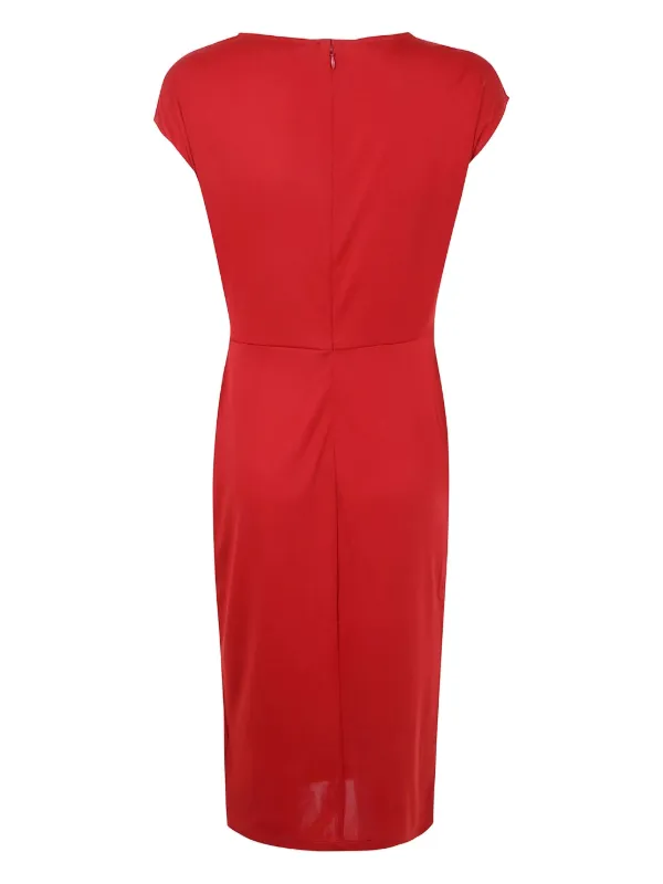 sachin and babi light blue dress Ralph Lauren Collection Draped Red Silk Strapless Evening Gown 6